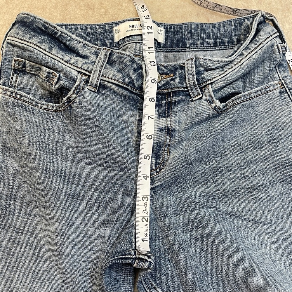Hollister Mid Rise Relaxed Boot Medium Wash Blue Denim Jeans Womens Size 29 Reg - Picture 8 of 10